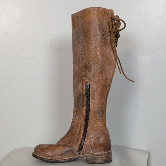 Bed Stu Manchester Knee High Leather Lace Back Boots - Picture 10 of 16